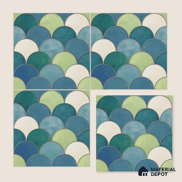 Moroccan Wall & Floor Tile TL 09644 91521 1 ft x 1 ft Ceramic Matte Finish - 9 mm | Suitable For Bathroom, Kitchen, Balcony | Please Expect a Slight Variation of Pattern