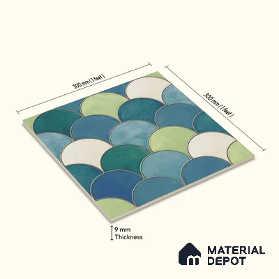 Moroccan Wall & Floor Tile TL 09644 91521 1 ft x 1 ft Ceramic Matte Finish - 9 mm | Suitable For Bathroom, Kitchen, Balcony | Please Expect a Slight Variation of Pattern