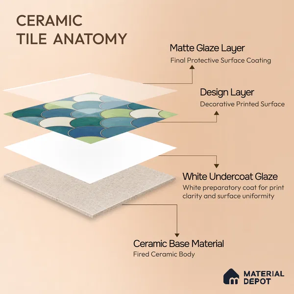 Moroccan Wall & Floor Tile TL 09644 91521 1 ft x 1 ft Ceramic Matte Finish - 9 mm | Suitable For Bathroom, Kitchen, Balcony | Please Expect a Slight Variation of Pattern