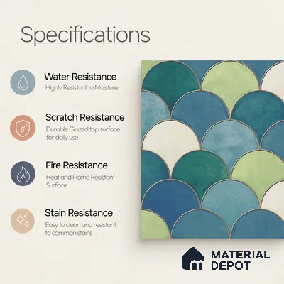 Moroccan Wall & Floor Tile TL 09644 91521 1 ft x 1 ft Ceramic Matte Finish - 9 mm | Suitable For Bathroom, Kitchen, Balcony | Please Expect a Slight Variation of Pattern