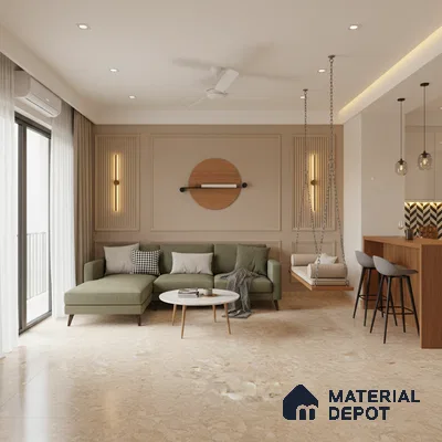 Marble Look Tile TL 09703 B 6 ft x 4 ft Matte Finish Vitrified Tile - 15 mm | Adhesive and Spacers Must be Used During Installation
