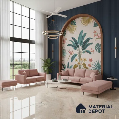 Marble Look Tile TL 09703 6 ft x 4 ft Glossy Finish Vitrified Tile - 15 mm | Adhesive and Spacers Must be Used During Installation