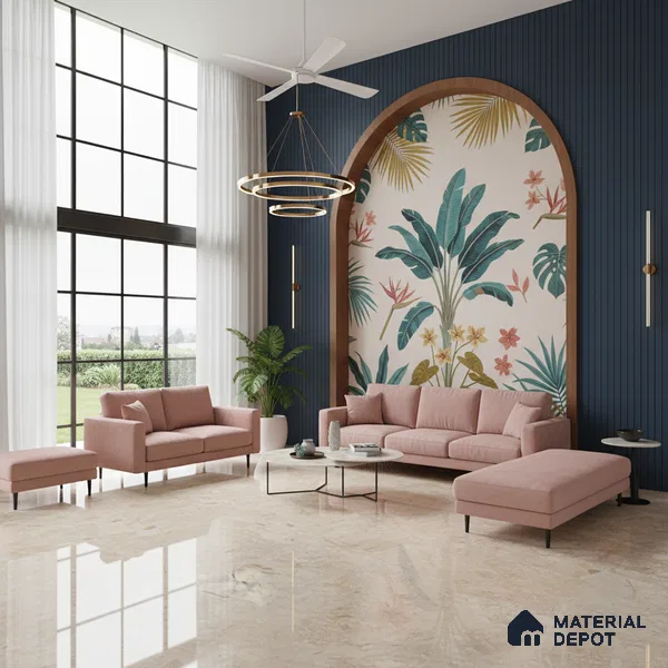 Marble Look Tile TL 09703 6 ft x 4 ft Glossy Finish Vitrified Tile - 15 mm | Adhesive and Spacers Must be Used During Installation