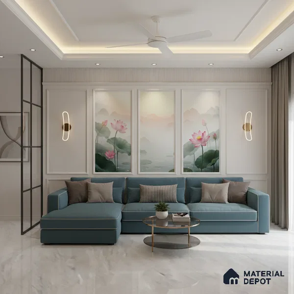 Marble Look Tile TL 09705 6 ft x 4 ft Glossy Finish Vitrified Tile - 15 mm | Adhesive and Spacers Must be Used During Installation