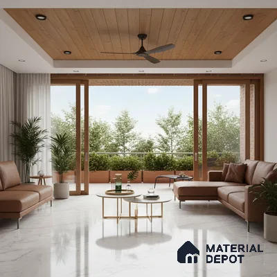 Marble Look Tile TL 09707 6 ft x 4 ft Glossy Finish Vitrified Tile - 15 mm | Adhesive and Spacers Must be Used During Installation