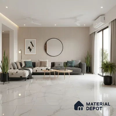 Marble Look Tile TL 09709 6 ft x 4 ft Glossy Finish Vitrified Tile - 15 mm | Adhesive and Spacers Must be Used During Installation