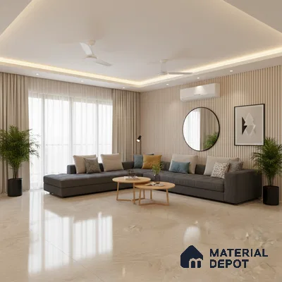 Marble Look Tile TL 09710 6 ft x 4 ft Glossy Finish Vitrified Tile - 15 mm | Adhesive and Spacers Must be Used During Installation