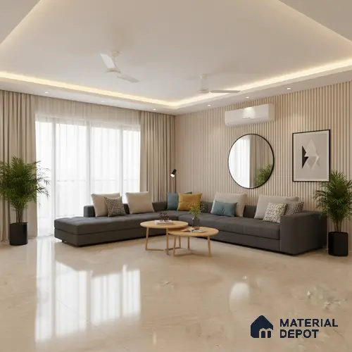 Marble Look Tile TL 09710 6 ft x 4 ft Glossy Finish Vitrified Tile - 15 mm | Adhesive and Spacers Must be Used During Installation