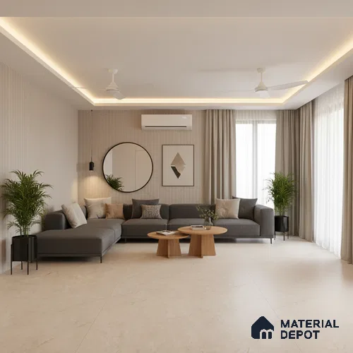 Marble Look Tile TL 09712 6 ft x 4 ft Satin Finish Vitrified Tile - 15 mm | Adhesive and Spacers Must be Used During Installation