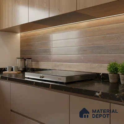 Wood Wall Tile TL 09728 C 24200 2 ft x 1 ft Brown Ceramic Glossy Finish Dark Tile - 9 mm | Ideal for Bathroom, Kitchen