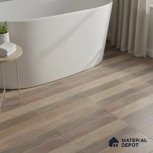 Wood Floor Tile TL 09728 E 24200 1 ft x 1 ft Brown Ceramic Matte Finish Floor Tile - 9 mm | Ideal for Bathroom