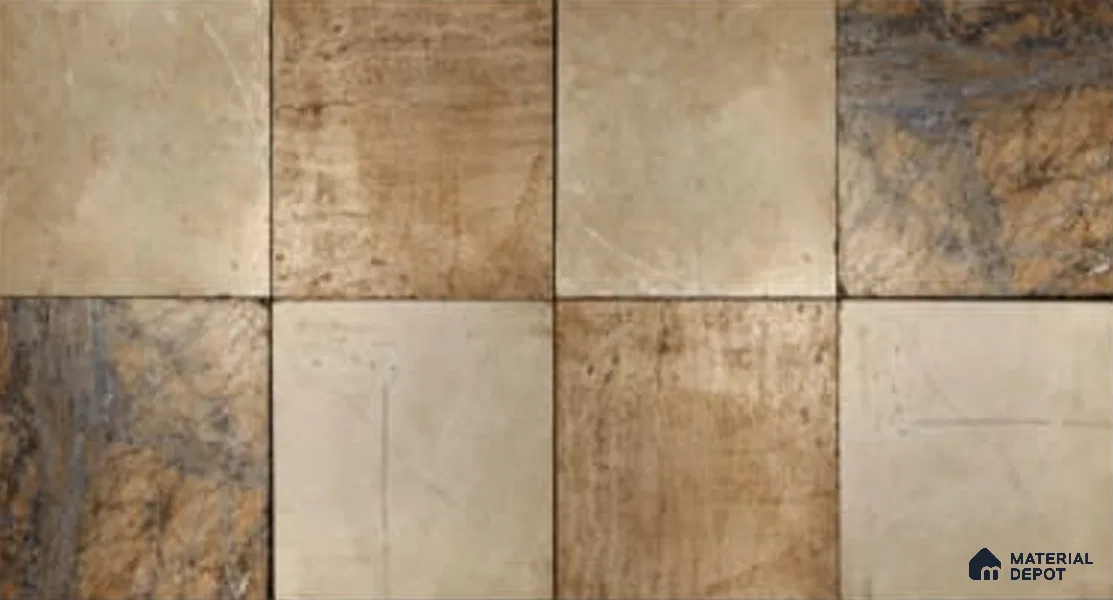 Stone Floor Tile TL 09729 D 24274 1 ft x 1 ft Brown Ceramic Matte Finish Floor Tile - 9 mm | Ideal for Bathroom