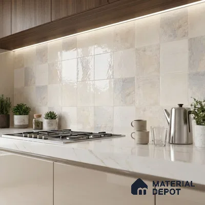 Stone Wall Tile TL 09729 24274 2 ft x 1 ft Cream Ceramic Glossy Finish Light Tile - 9 mm | Ideal for Bathroom, Kitchen