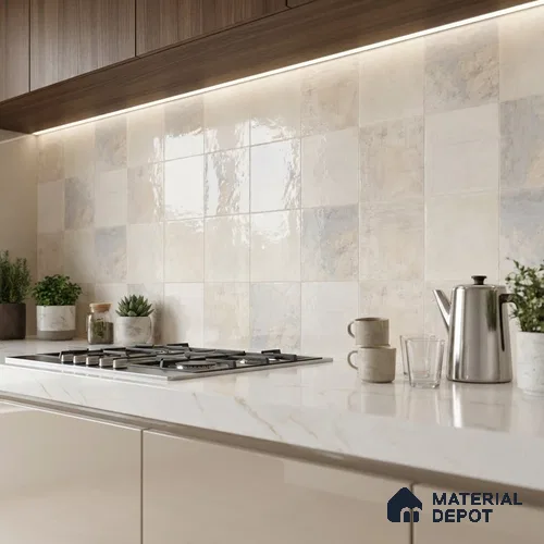 Stone Wall Tile TL 09729 24274 2 ft x 1 ft Cream Ceramic Glossy Finish Light Tile - 9 mm | Ideal for Bathroom, Kitchen