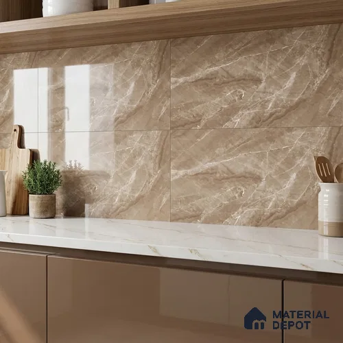 Marble Wall Tile TL 09731 B 24421 2 ft x 1 ft Brown Ceramic Glossy Finish Dark Tile - 9 mm | Ideal for Bathroom, Kitchen