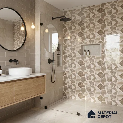 Patterned Wall Tile TL 09731 C 24421 2 ft x 1 ft Brown Ceramic Glossy Finish Highlighter 1 Tile - 9 mm | Ideal for Bathroom, Kitchen | Please Expect a Slight Variation of Pattern
