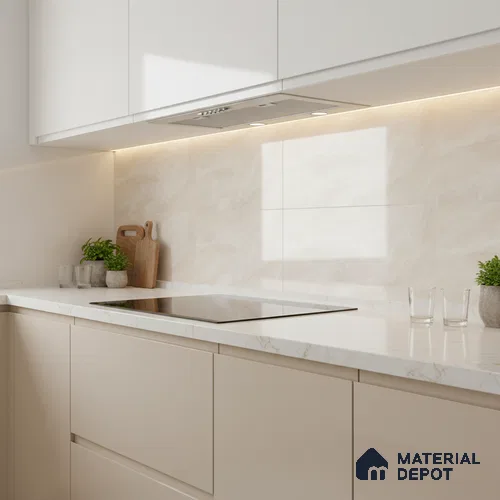 Marble Wall Tile TL 09731 24421 2 ft x 1 ft Cream Ceramic Glossy Finish Light Tile - 9 mm | Ideal for Bathroom, Kitchen