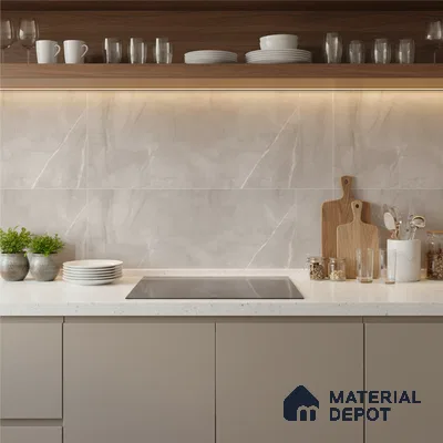 Marble Wall Tile TL 09732 B 25003 2 ft x 1 ft Grey Ceramic Glossy Finish Dark Tile - 9 mm | Ideal for Bathroom, Kitchen
