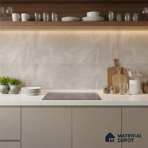 Marble Wall Tile TL 09732 B 25003 2 ft x 1 ft Grey Ceramic Glossy Finish Dark Tile - 9 mm | Ideal for Bathroom, Kitchen