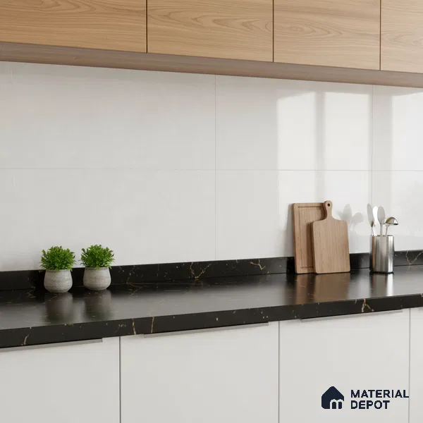 Marble Wall Tile TL 09735 25144 2 ft x 1 ft Light Grey Ceramic Glossy Finish Light Tile - 9 mm | Ideal for Bathroom, Kitchen