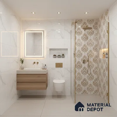 Patterned Wall Tile TL 09736 C 25145 2 ft x 1 ft Multi Colour Ceramic Glossy Finish Highlighter 1 Tile - 9 mm | Ideal for Bathroom, Kitchen | Please Expect a Slight Variation of Pattern
