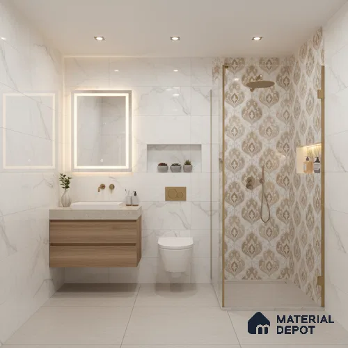 Patterned Wall Tile TL 09736 C 25145 2 ft x 1 ft Multi Colour Ceramic Glossy Finish Highlighter 1 Tile - 9 mm | Ideal for Bathroom, Kitchen | Please Expect a Slight Variation of Pattern