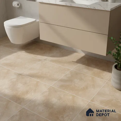 Stone Floor Tile TL 09736 D 25145 1 ft x 1 ft Brown Ceramic Matte Finish Floor Tile - 9 mm | Ideal for Bathroom