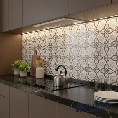 Patterned Wall Tile TL 09737 C 25146 2 ft x 1 ft Multi Colour Ceramic Glossy Finish Highlighter 1 Tile - 9 mm | Ideal for Bathroom, Kitchen | Please Expect a Slight Variation of Pattern