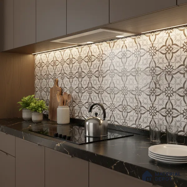 Patterned Wall Tile TL 09737 C 25146 2 ft x 1 ft Multi Colour Ceramic Glossy Finish Highlighter 1 Tile - 9 mm | Ideal for Bathroom, Kitchen | Please Expect a Slight Variation of Pattern