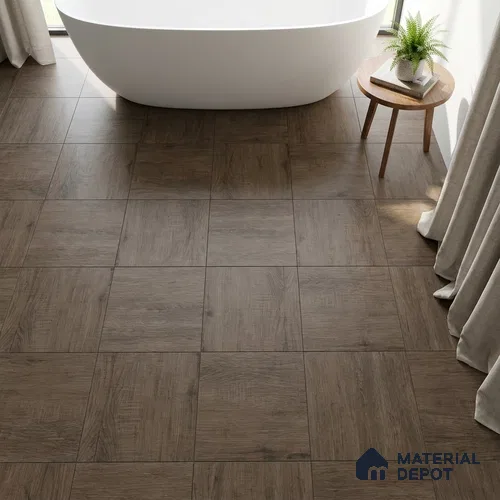 Wood Floor Tile TL 09737 D 25146 1 ft x 1 ft Brown Ceramic Matte Finish Floor Tile - 9 mm | Ideal for Bathroom