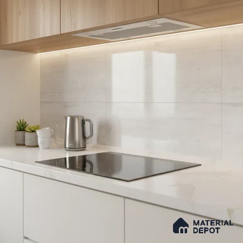 Wood Wall Tile TL 09737 25146 2 ft x 1 ft Cream Ceramic Glossy Finish Light Tile - 9 mm | Ideal for Bathroom, Kitchen