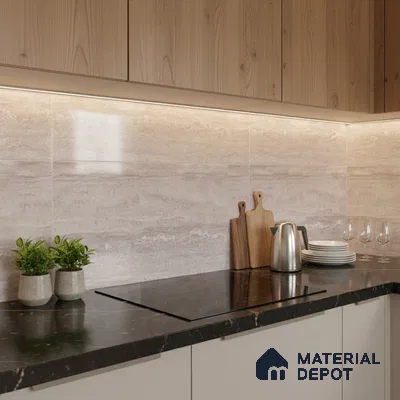 Stone Wall Tile TL 09738 B 25147 2 ft x 1 ft Brown Ceramic Glossy Finish Dark Tile - 9 mm | Ideal for Bathroom, Kitchen