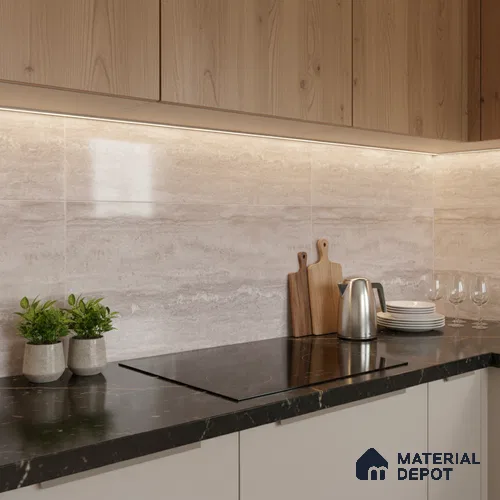 Stone Wall Tile TL 09738 B 25147 2 ft x 1 ft Brown Ceramic Glossy Finish Dark Tile - 9 mm | Ideal for Bathroom, Kitchen