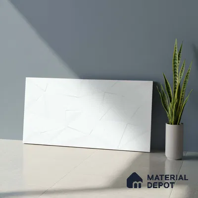 3D Punch Wall Tile TL 09740  2 ft x 1 ft White Ceramic Matte Finish Light Tile - 9 mm | Ideal for Bathroom, Kitchen