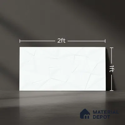 3D Punch Wall Tile TL 09740  2 ft x 1 ft White Ceramic Matte Finish Light Tile - 9 mm | Ideal for Bathroom, Kitchen