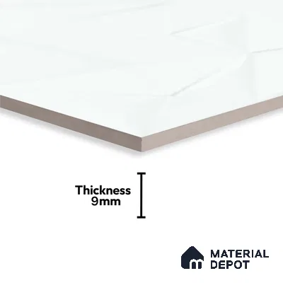 3D Punch Wall Tile TL 09740  2 ft x 1 ft White Ceramic Matte Finish Light Tile - 9 mm | Ideal for Bathroom, Kitchen