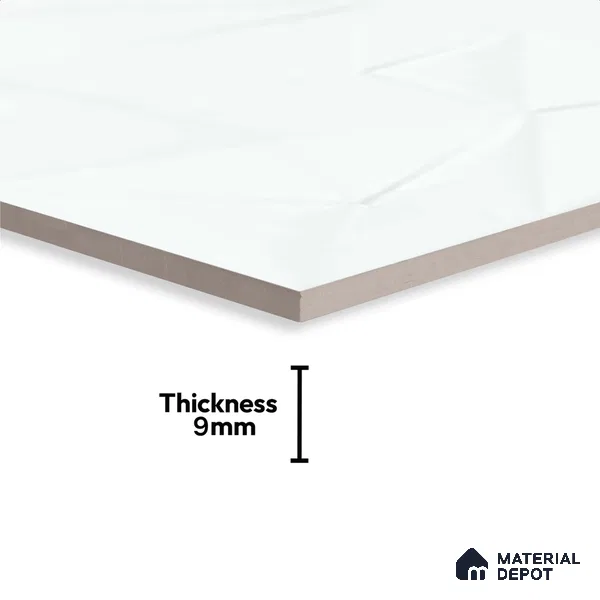 3D Punch Wall Tile TL 09740  2 ft x 1 ft White Ceramic Matte Finish Light Tile - 9 mm | Ideal for Bathroom, Kitchen