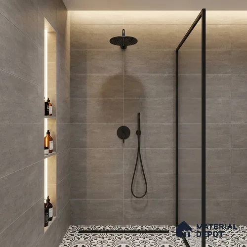 Stone Wall Tile TL 09741 B  2 ft x 1 ft Grey Ceramic Matte Finish Dark Tile - 9 mm | Ideal for Bathroom, Kitchen