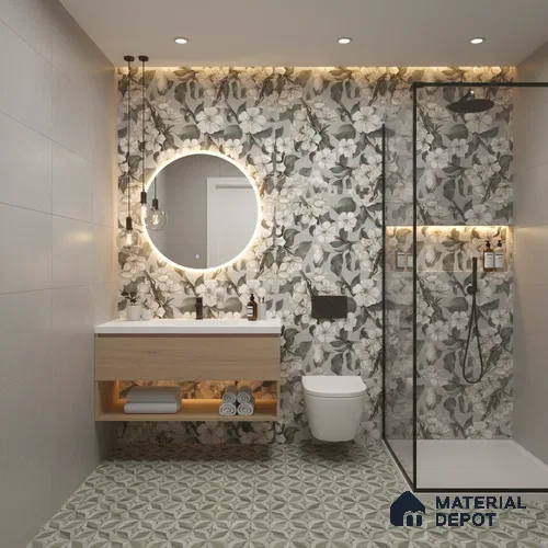 Stone Wall Tile TL 09741  2 ft x 1 ft Light Grey Ceramic Matte Finish Light Tile - 9 mm | Ideal for Bathroom, Kitchen