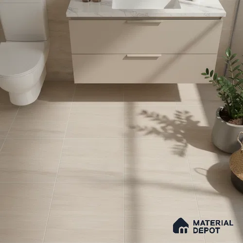Stone Floor Tile TL 09743 E 1 ft x 1 ft Beige Ceramic Matte Finish Floor Tile - 9 mm | Ideal for Bathroom