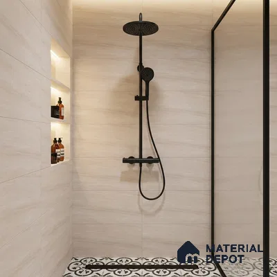 Stone Wall Tile TL 09743  2 ft x 1 ft Ivory Ceramic Matte Finish Light Tile - 9 mm | Ideal for Bathroom, Kitchen