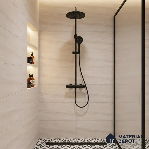 Stone Wall Tile TL 09743  2 ft x 1 ft Ivory Ceramic Matte Finish Light Tile - 9 mm | Ideal for Bathroom, Kitchen