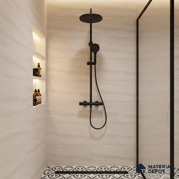 Stone Wall Tile TL 09743 2 ft x 1 ft Ivory Ceramic Matte Finish Light Tile - 9 mm | Ideal for Bathroom, Kitchen