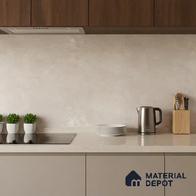 Marble Wall Tile TL 09744 B  2 ft x 1 ft Cream Ceramic Matte Finish Dark Tile - 9 mm | Ideal for Bathroom, Kitchen
