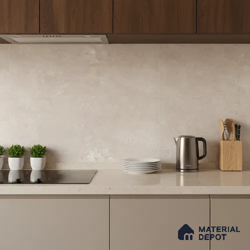 Marble Wall Tile TL 09744 B  2 ft x 1 ft Cream Ceramic Matte Finish Dark Tile - 9 mm | Ideal for Bathroom, Kitchen