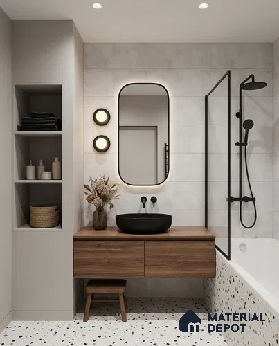 Stone Wall Tile TL 09745  2 ft x 1 ft Light Grey Ceramic Matte Finish Light Tile - 9 mm | Ideal for Bathroom, Kitchen