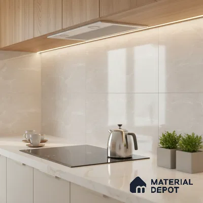 Marble Wall Tile TL 09748 B  2 ft x 1 ft Cream Ceramic Glossy Finish Light Tile - 9 mm | Ideal for Bathroom, Kitchen