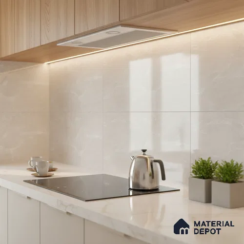 Marble Wall Tile TL 09748 B  2 ft x 1 ft Cream Ceramic Glossy Finish Light Tile - 9 mm | Ideal for Bathroom, Kitchen