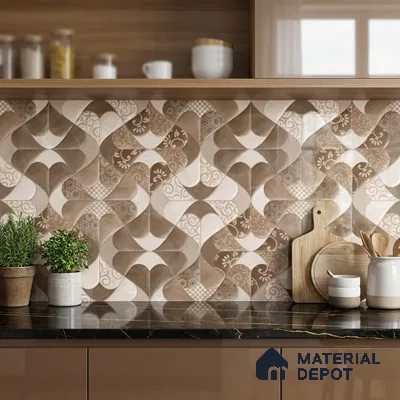 Patterned Wall Tile TL 09748  2 ft x 1 ft Multi Colour Ceramic Glossy Finish Highlighter 1 Tile - 9 mm | Ideal for Bathroom, Kitchen | Please Expect a Slight Variation of Pattern