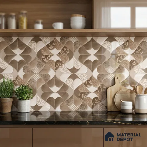 Patterned Wall Tile TL 09748  2 ft x 1 ft Multi Colour Ceramic Glossy Finish Highlighter 1 Tile - 9 mm | Ideal for Bathroom, Kitchen | Please Expect a Slight Variation of Pattern